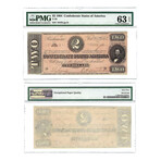 1864 Notes of the Confederacy // 8 Note Set // PCGS & PMG Certified // $1, $2, $5, $10, $20, $50, $100, $500
