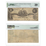 1861 Notes of the Confederacy // 5 Note Set // PMG Certified // $5, $10, $20, $50, $100