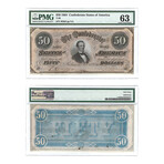 1864 Notes of the Confederacy // 8 Note Set // PCGS & PMG Certified // $1, $2, $5, $10, $20, $50, $100, $500