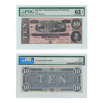 1864 Notes of the Confederacy // 8 Note Set // PCGS & PMG Certified // $1, $2, $5, $10, $20, $50, $100, $500
