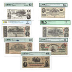 1862-1863 Notes of the Confederacy // 7 Note Set // PCGS & PMG Certified // $1, $2, $5, $10, $20, $50, $100