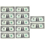 1963 $1 U.S. Federal Reserve Notes // 12 District Set ABCDEFGHIJKL // Deluxe Collector's Pouch