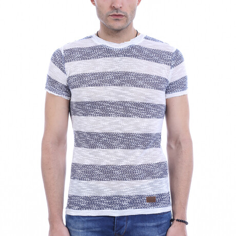 Jovanni Circle Neck Striped T-Shirt // Ecru (S)