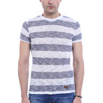 Jovanni Circle Neck Striped T-Shirt // Ecru (M)