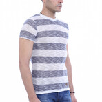 Jovanni Circle Neck Striped T-Shirt // Ecru (M)