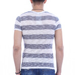 Jovanni Circle Neck Striped T-Shirt // Ecru (M)