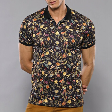 Deegan Floral Printed Polo // Brown (S)
