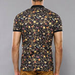 Deegan Floral Printed Polo // Brown (S)