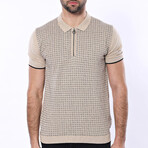 Talon Plaid Zippered Knitted Beige Polo // Beige (L)