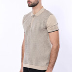 Talon Plaid Zippered Knitted Beige Polo // Beige (L)