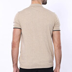 Talon Plaid Zippered Knitted Beige Polo // Beige (L)