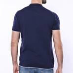 Camden Plaid Zippered Knitted Polo // Navy (M)