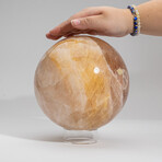 Large Genuine Polished Rose Quartz Sphere + Acrylic Display Stand