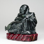 Genuine Polished Hand Carved Black Jade Buddha