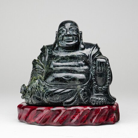 Genuine Polished Hand Carved Black Jade Buddha