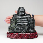 Genuine Polished Hand Carved Black Jade Buddha