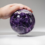 Genuine Polished Chevron Amethyst Sphere + Acrylic Display Stand