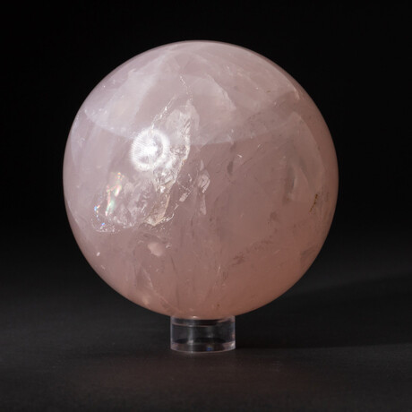 Genuine Polished Asteriated Rose Quartz Sphere + Acrylic Display Stand