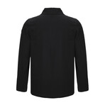 Button Front Shirt Jacket // Black (XL)