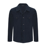 Button Front Shirt Jacket // Navy (S)