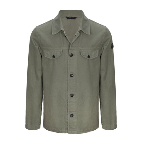 Button Front Shirt Jacket // Khaki Green (S)