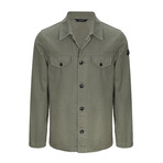 Button Front Shirt Jacket // Khaki Green (3XL)