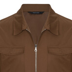 Zip Front Light Jacket // Brown (L)