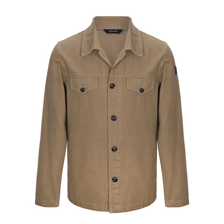 Button Front Shirt Jacket // Camel (S)