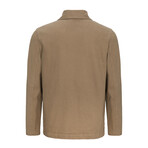 Button Front Shirt Jacket // Camel (3XL)