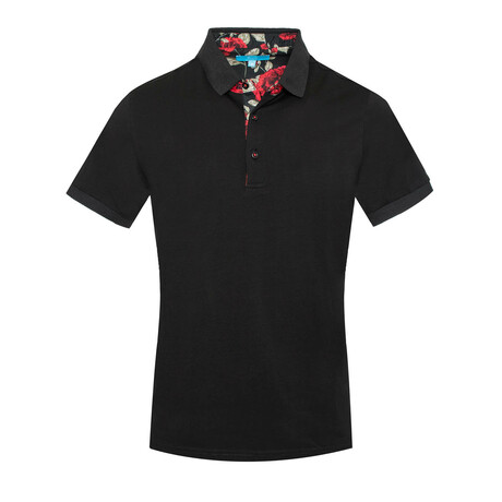 Cotton-Stretch Polo Shirt // Black (XL)