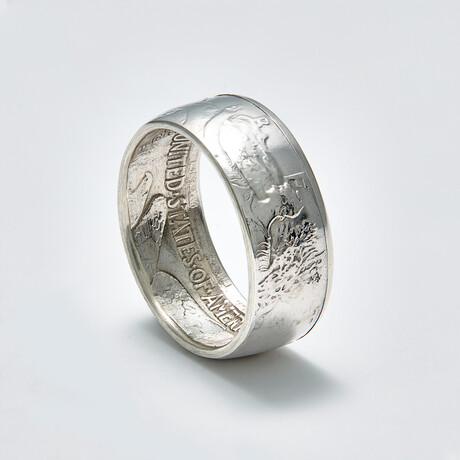 Polished Silver Walking Liberty Coin Ring // Silver (Size 6)