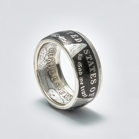 Powder Coated Morgan Silver Dollar Coin Ring // Black (Ring Size: 8)
