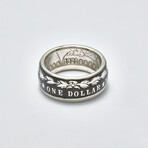 Powder Coated Morgan Silver Dollar Coin Ring // Black (Ring Size: 8)