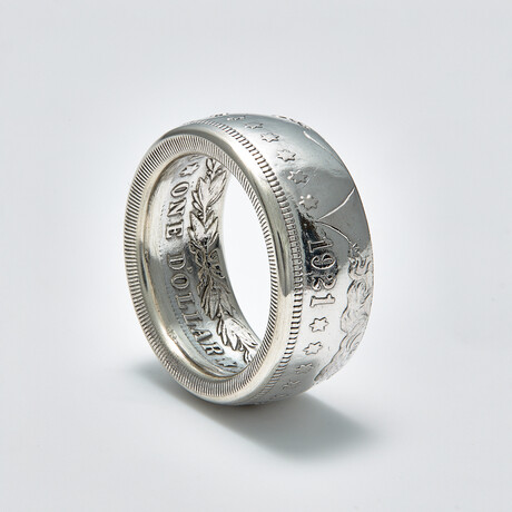 Obverse Morgan Silver Dollar Coin Ring // Polished Silver (Ring Size: 8)