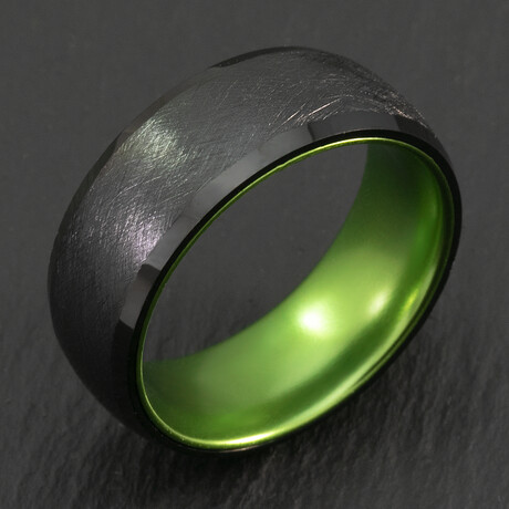 Brushed Finish + Space Grade Aluminum Color Sleeve Ring // Green // 8mm (9)