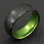 Brushed Finish + Space Grade Aluminum Color Sleeve Ring // Green // 8mm (8.5)