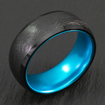Brushed Finish + Space Grade Aluminum Color Sleeve Ring // Blue // 8mm (7.5)