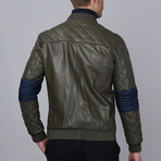 Sao Paolo Leather Jacket // Olive + Navy (2XL)