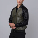 Wales Leather Jacket // Olive + Black (L)