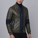 Sao Paolo Leather Jacket // Olive + Navy (3XL)