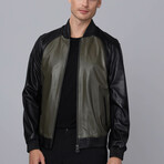 Wales Leather Jacket // Olive + Black (3XL)