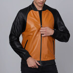 Tulum Leather Jacket // Black + Camel (L)