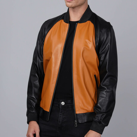 Tulum Leather Jacket // Black + Camel (S)