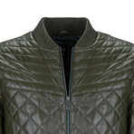 Seville Leather Jacket // Olive (3XL)