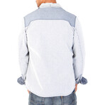 Long Sleeve Zip Pocket Button-Down Shirt // Light Blue (M)
