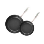Color Stainless Steel Open Frypan Set // 8" + 11" // Set of 2 (Black)