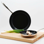 Color Stainless Steel Open Frypan Set // 8" + 11" // Set of 2 (Black)