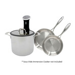 Chef Series Bundle: The Ultimate Sous Vide Kit // Tri-Ply Stainless Steel Sous Vide Pot + 8" Frypan + 10" Frypan