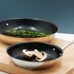 Color Stainless Steel Open Frypan Set // 8" + 11" // Set of 2 (Black)