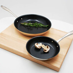 Color Stainless Steel Open Frypan Set // 8" + 11" // Set of 2 (Black)